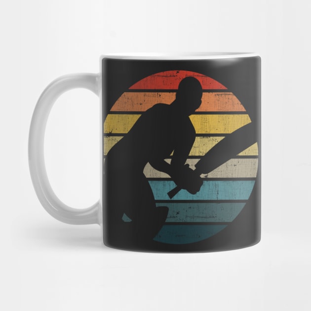 Cricket Player Silhouette On A Distressed Retro Sunset design by theodoros20